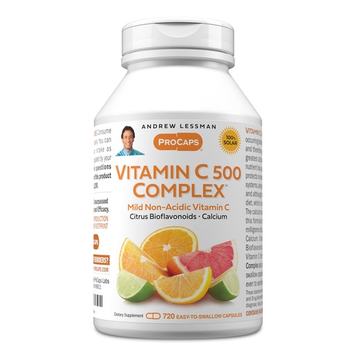 [BRSWI2QGBZ5AIHLY] ANDREW LESSMAN Vitamin C 500 Complex 720 Capsules - Non-Acidic Vitamin C Plus Citrus Bioflavonoids for Immune System and Anti-Oxidant Support, No Stomach Upset, Small Easy to Swallow Capsules