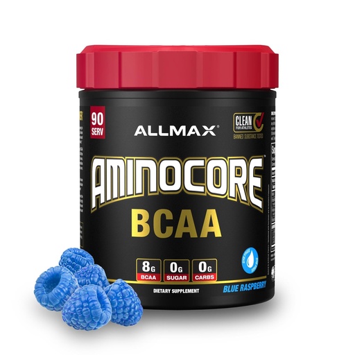 [BRSWYZQCAQHAA3DF] ALLMAX AMINOCORE BCAA Powder for Workout Muscle Recovery & Increased Endurance - Sugar Free, No Fillers 8.18 Grams Bcaas Amino Acids, B Vitamins for Women and Men- 90 Servings | Blue Raspberry, 1035g