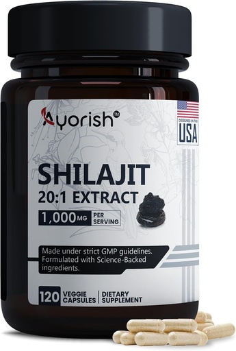 [BRSROHATAAHGOC33] Pure Shilajit Capsules 1000mg 120 Greve med Fulvic syre & 85 + Trace mineraler for forbedret energi og immunforsvar Mænd og kvinder bedre end Shilajit Resin
