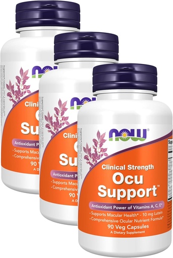 [BRSRO2Q7OJ6RQD35] NOW Supplements, Ocu Support™with FloraGLO® Lutein, Plus Vitamins A, C and E, 90 Veg Capsules (Pack of 3)