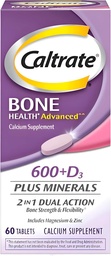 Caltrate 600+D3 Plus Minerals Calcium and Vitamin D Supplement Tablets, Bone Health and Mineral Supplement for Adults - 60 Count