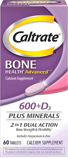 [BRSWIZAGBUCQC3A3] Caltrate 600+D3 Plus Minerals Calcium and Vitamin D Supplement Tablets, Bone Health and Mineral Supplement for Adults - 60 Count