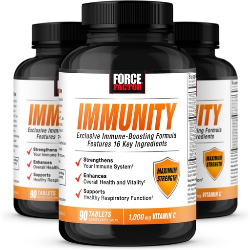 [BRSWYHY3C4BG2ADU] Force Factor Immunity, 3-Pack, Immune Support Booster with Elderberry and 1000mg of Vitamin C, Plus Vitamin D, Zinc, Probiotics, Antioxidants, and Echinacea for Immune Health Defense, 270 Tablets