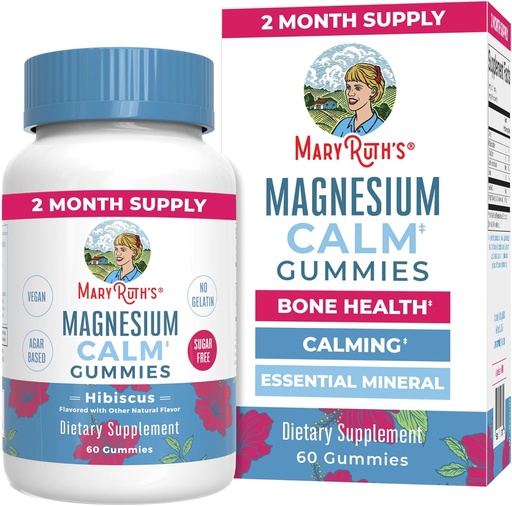 [BRSW2CATDIJWMCQZ] MaryRuth Organics Calm Magnesium Citrate Gummies | 2 mesi di alimentazione | Sugar Free | Magnesium Supplement per adulti | Stress Relief | Bone Health | Vegan | 60 Count