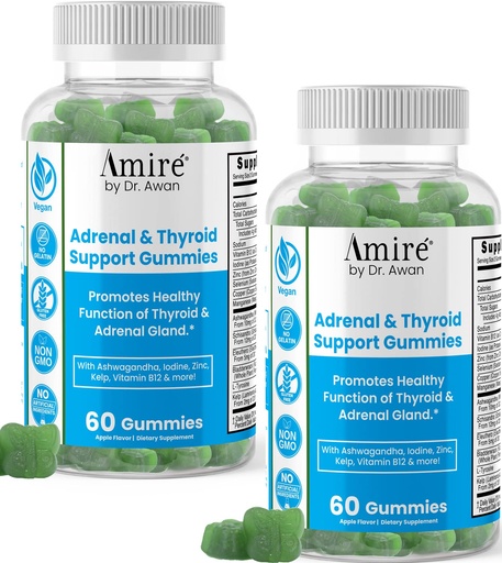 [BRSRMGQZCMMAO3TF] Amire by Dr. Awan Thyroid Support Gummies, Promotes Healthy Function of Thyroid, Kelp, Selenium & Ashwagandha to Improve Energy, Immunity, Metabolism, 120ct, 60day Supply