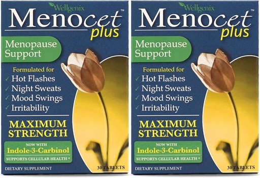 [BRSWGAYCO4PWGGT2] Wellgenix Menocet Plus Menopause Support - All-in-One Menopause Supplement - Daily Relief Feminine Care - Hot Flashs, Night Sweats, Mood Swings & Ärtyvyys - 30 tablettia (paketti 2)