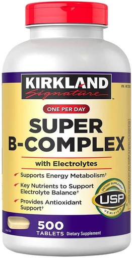 [BRSWG2T5B4ARUCQV] Kirkland Signature Super B-Complex with Electrolytes, 500 Tablets (4 Pack)