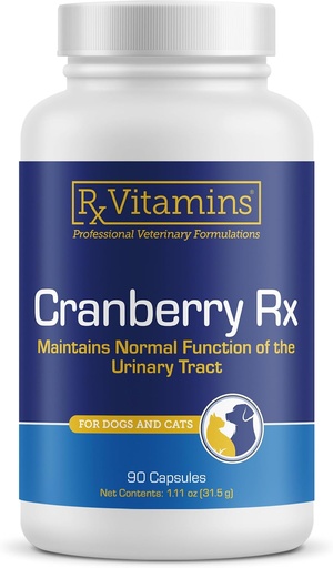 [BRSROCT7CAMRG3LL] RX Vitaminas Cranberry Capsules - Suplemento de Cranberry para cans e gatos - Soporte para a saúde do tracto urinario e a saúde da vexiga - Remedio UTI gato e prevención de UTI can - Impulso inmune - 90 conta