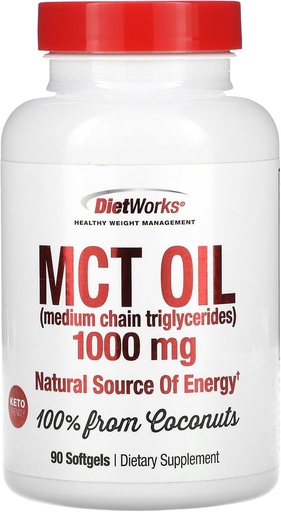 [BRSWYAQBOB7REGTA] DetWorks Mct Oil Softgels, 支持脂肪燃烧, 助推代谢, 能源的自然来源, 促进体重损失, Keto 和 Paleo 友好, 90 Counter