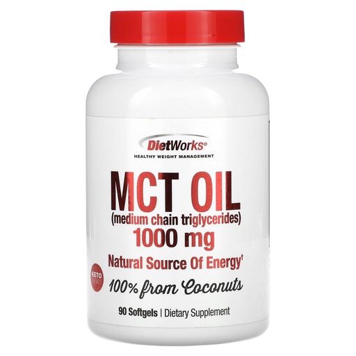 [BRSWYAQBOB7REGTA] DietWorks Mct Oil Softgels, Supports Fat Burning, Boost Metabolism, Natural Source of Energy, Promotes Weight Loss, Keto and Paleo Friendly, 90 Count