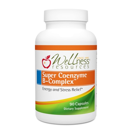 [BRSWI2Q3AQBWACDM] Wellness Resources Super Coenzyme B Complex - 90 Capsules - Vitamin B12, Vitamin B Complex for Hair Growth, Adrenal Support & Stress Relief - Methylated B12, Folate, Biotin, Riboflavin, Thiamine