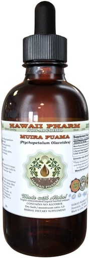 [BRSWKEACOAORS3YV] Muira Puama Extract lichid fără alcool, Organic Muira Puama (Pychopetalum Olacoides) Glycerite Supliment natural de plante, Hawaii Pharm, Statele Unite ale Americii 4 oz