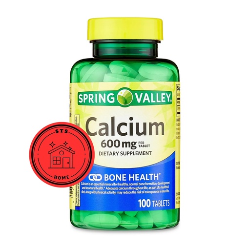[BRSRAZY7DJ6RA3YU] Spring Valley Calcium 600 mg, 100 Tablets | Calcium Supplement 600 mg | Calcium Supplement + STS Sticker.