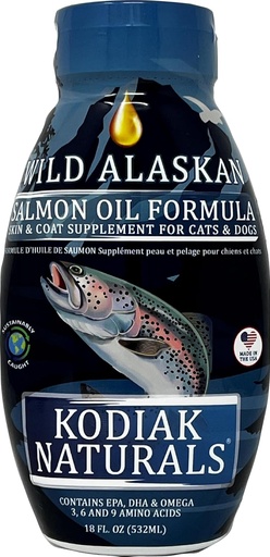 [BRSW2GQLOUOQK2T3] 18oz Wild Alaska Salmon Oil Formel til hunde og katte, en afbalanceret blanding af rene fiskeolier med EPA og DHA fra Wild- fanget fisk. Støtte til hud & Coat, Joints, og immunsundhed.