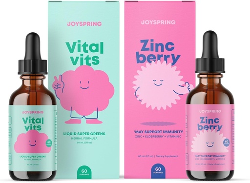 [BRSRMZAYAUHWACLB] JoySpring Daily Multivitamin & ZincBerry Bundle | Kinder Vitamine Natürlich Sourced, Non-GMO, Non-Alcoholic Liquid Formula, Immunität Health Support | Vegan & Vegetarische Ergänzungen