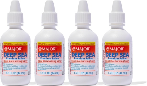 [BRSWKEY7BABAKFDG] MAJOR Deep Sea Premium Saline - Nasal Moisturizing Spray for Dryness and Irritation Relief - Chlorid sodný 0, 65% - 1, 5 Fl. Oz (4 balení)