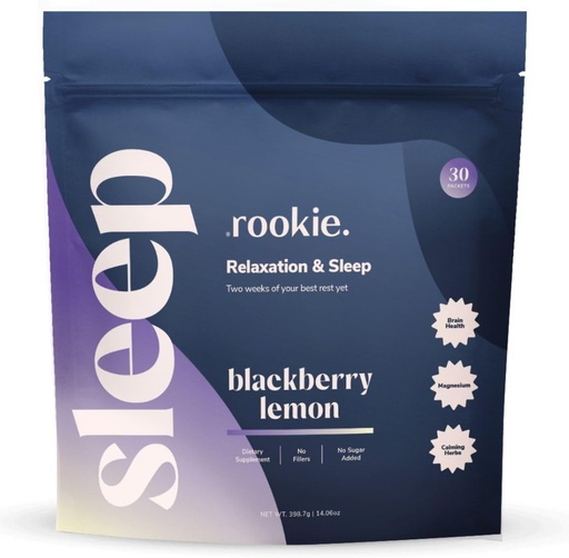 [BRSW2AICAQCQEDQY] Rookie Wellness Sleep - Natural Sleep Aid with 180 mg of Magnesium Bisglycinate, 1 mg Melatonin, Valerian Root, & Passion Flower to Promote Tranquility & Sleep (30 Pack, BlackBerry Lemon)