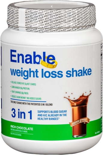 [BRSROCY7BAIQ4CT4] Enable Weight Loss Shake - Rich Chocolate Flavor for Delicious & Nutritious Meal Replacement, 2lb 11oz