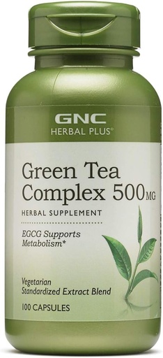 [BRSWIYYYCQGRY3I7] GNC Herbal Plus ירוק מורכב 500 מ"ג תוסף, Vegetarian, תומך Metabolism, 100 משרתים