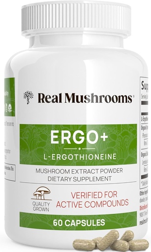 [BRSWYGIPCIHRSC3D] Real Mushrooms Ergothioneine Supplement – Golden Oyster Mushroom with Beta-Glucans – L-Ergothienine Extract Poweder – Organic, Vegan, Non-GMO, No Fillers – 60 Capsules Mushroom Supplement for Humans