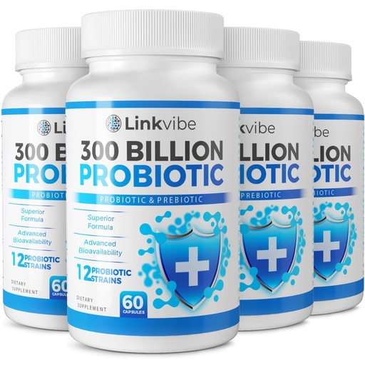 [BRSROGQQOR6WKETO] Probiotic 300 Billion CFU - 12 Strains with Organic Prebiotics for Digestive & Gut, Immune, Bloating Health - Probiotics for Women and Men - Daily Dairy Free, Shelf Stable - 240 Counts