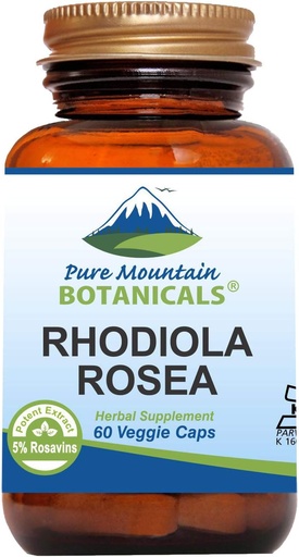 [BRSWYYYYCBYRAYD6] Gunung Botanicals Murni Rhodiola Rosea Tambahan - 60 Kosher Vegan Capsules dengan 250mg Rhodiola Root Extract