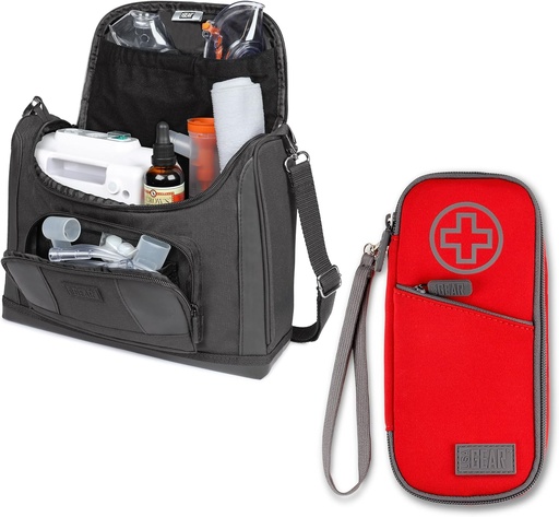 [BRSROHYPAQBA2ELJ] USA GEAR Nebulizer Carrying Case + Insulated Asthma Inhaler Case (Red) - Bundle