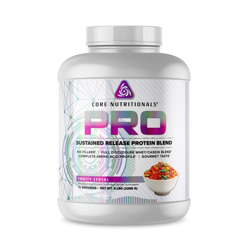 [BRSWYZD7PMDRAALF] Core Nutritionals Pro Sustained Release Protein Blend, Digestive Enzyme Blend, 25G Protein, 2G Carb, 71 Servings (Fruity Cereal)