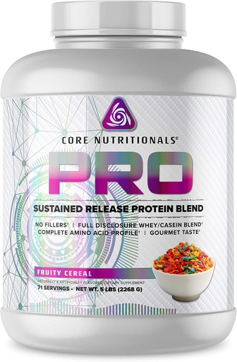 [BRSWYZD7PMDRAALF] Core Nutritionals Pro Sustained Release Whey Protein Blend | 消化酵素配合 | 25g たんぱく質 2g カラブ | 充填剤なし | 5ポンド(フルティ・シリアル)