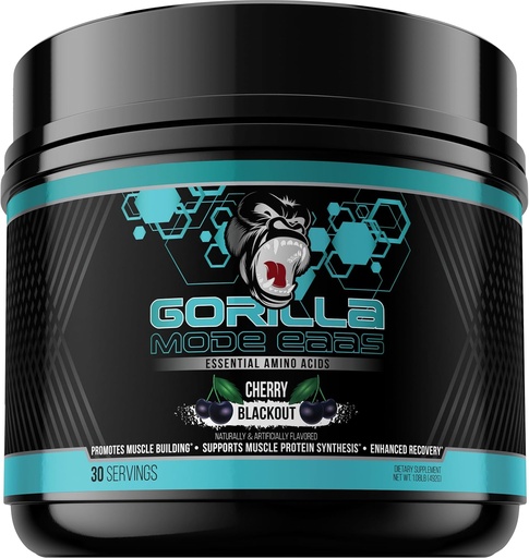 [BRSROGANOIMGGEL6] Gorilla Mind Essential Amino Acids to Support Muscle Building, Enhanced Recovery, and Protein Synthesis,Use Before, During, or After Your Workout, 492 Grams (Cherry Blackout)