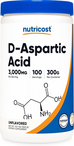 [BRSWIHYRA57GYCQZ] Nutricost D-Aspartic 산 (DAA) 분말 300G - 순수한 D Aspartic 산