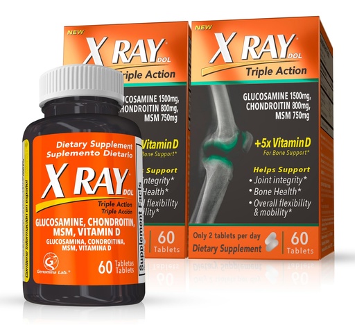 [BRSRAFQKCMMGA3DZ] X Ray Dol Triple Action Joint Support Supplement with Glucosamine 1500mg, Chondroitin 800mg, MSM 750mg and 5X Vitamin D for Healthy Joints, Bones & Cartilage - 60 Count per Bottle - 2 Pack