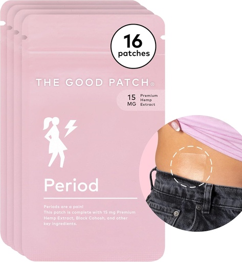 [BRSW2BDYB4PREFY4] The Good Patch Period Patch with Hemp for Cramps, Sustained Release for up to 12 Hours, Natural Patch with Hemp, Black Cohosh, Plant Powered Wearable Wellness (16 Total Patches)