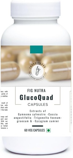 [BRSRAZI5PMNWGDLJ] FiG Nutra ‘GlucoQuad’ Capsules | Herbal Metabolic Support Supplement | Gymnema, Fenugreek, Cassia, Syzygium Blend | 60 Veg Capsules