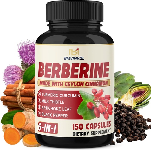 [BRSW2YYEBEPQEAY2] Berberine amb Ceylon Canyella, llet eturmeric, Artichke, Pepper Negre - 150 Compte - paquet d' 1