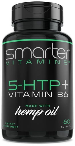 [BRSWYZYHOUFAAHY7] SmarterVitamins 200mg 5-HTP + Vitamin B6, Extended Time Release, 60 softgels, 30 Servings