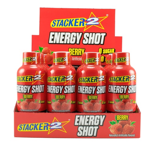 [BRSWKHY5OAAROE3K] Stacker 2 Energy Shots, Berry, 12 Shots 2oz. Bottles