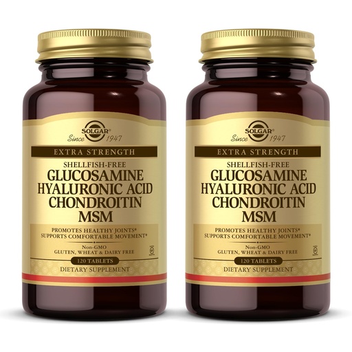 [BRSWKHALBJ5GEE36] Solgar Glucosamine Hyaluronic Acid Condroitin MSM (Shellfish-Free) 120 Tablets - 2 Bottles