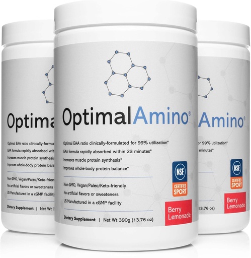 [BRSROZABB4ORMDLV] OptimalAmino® Elite Bundle (3 mesi) Migliore bevanda di recupero pre/polvere, 99% di utilizzo supplemento di aminoacido essenziale, certificato NSF per certificato Sport®