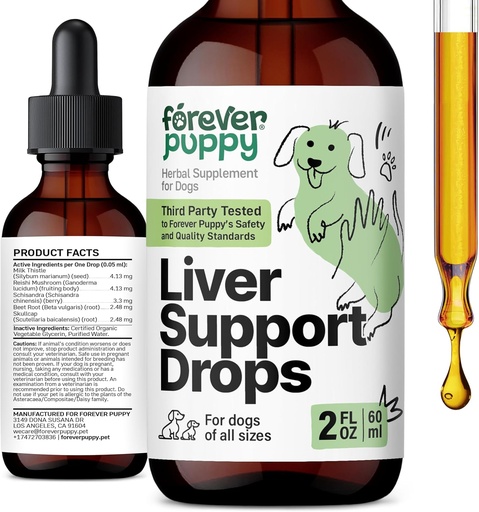 [BRSRAYAEOEJQOCQY] Forever Puppy Liver Support Drops for Dogs - Milk Thistle Supplement for Dogs - Liver Cleanse Detox Drops w/Liquid Silymarin Herb - Canine Supplements & Vitamins for All Breeds & Sizes - 2 oz