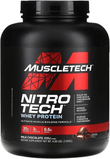 [BRSWI2QEAAIRKFLC] MuscleTech NitroTech Performance Series Whey Isolate Chocolate 4lb