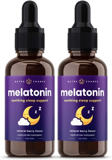 [BRSW2H36DIDRMYA6] NutraChamps Liquid Melatonin Drops, 480 Servings, Sugar Free Kids Melatonin Liquid Sleep Aid Suplemento, Vegan &amp; Non-GMO, Natural Berry Flavor, Melatonin 1 mg Drops