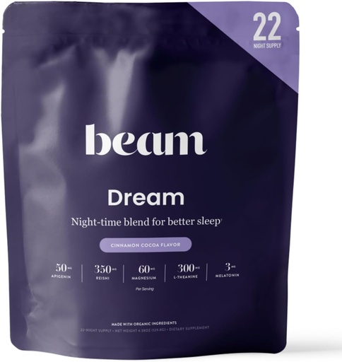 [BRSROGIQPN5GYCL5] Beam Dream Sleep Powder, L-Theanine, Apigenin, Reishi ja Magneesium, kolmanda osapoole testitud looduslik uneabi ja unelisa sügavaks uneks, lõõgastumiseks ja taastumiseks, loomulik unetoetus, 22 serveerimist