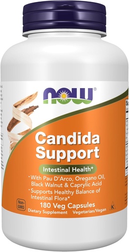 [BRSWIYQMOQNWOH3U] NOW Foods Supplements, Candida Support with Pau D'Arco, Oregano Oil, Black Walnut & Caprylic Acid, 180 Veg Capsules