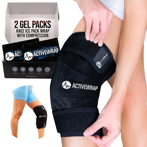 [BRSWIYYMPMCWOEQV] ActiveWrap - Polven jääpussi pakkaus, 2 uudelleen käytettävä geelilämpö ja kylmät pakkaukset polvikipua, kurja jalat ja Shin Splints. Joustava kylmäkääre vammoihin ja turvotukseen sekä nivelten tuki - Yksi koko sopii eniten