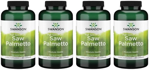 [BRSWGBIHDMMBAHI4] Swanson Saw Palmetto - Herbal Suplemen Memproyeksikan Pria Prostat Kesehatan - Suplemen Rambut Alam & Dukungan Kesehatan Urinary (540 mg 250 Kapsul) (4 Pack)