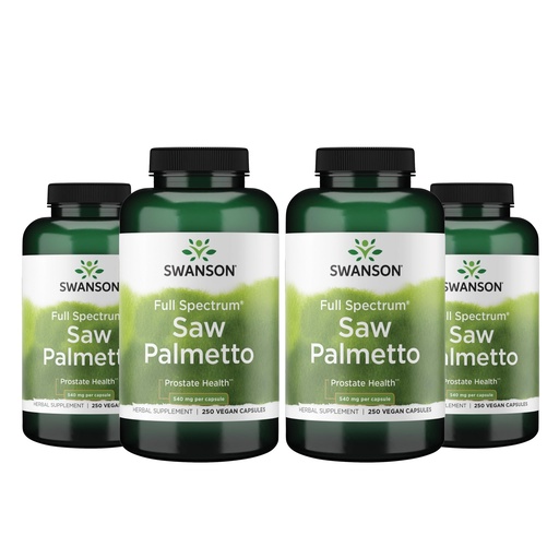 [BRSWGBIHDMMBAHI4] Swanson Saw Palmetto Full Spectrum, 540 mg, 250 Vegan Capsules, 4 Pack | For Men Seeking Prostate, Hair, and Urinary Health Support, Rich in Beneficial Fatty Acids, a Plant-Based Full-Spectrum