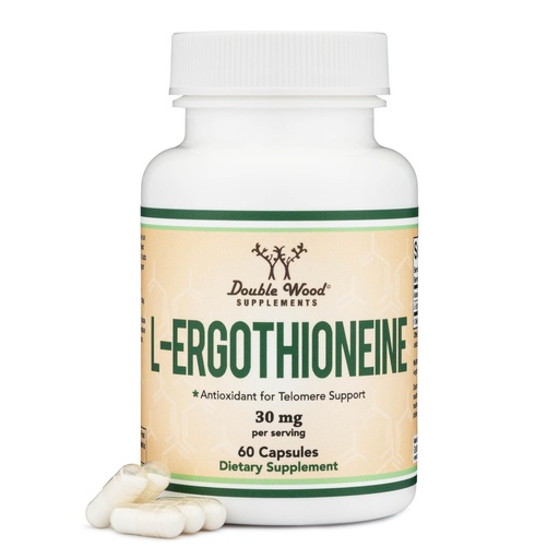 [BRSRAGA3BEMGO2TF] Ergothioneine Supplement (EGT) 30mg of Pure, Plant-Based L-Ergothioneine Per Capsule, 60 Count (May Support Longevity and Healthy Aging) Non-GMO, Gluten Free, Vegan Safe by Double Wood