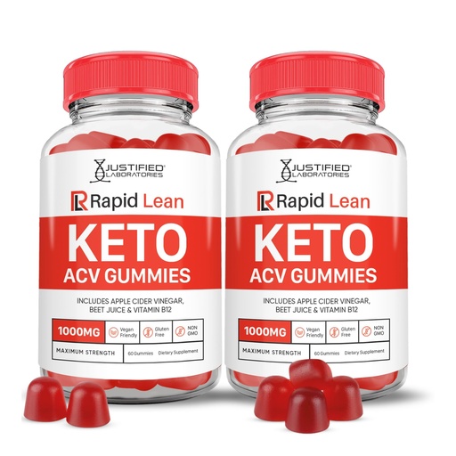 [BRSRAZT4CN7QE3D3] Justified Laboratories Rapid Lean Keto ACV Gummies (1000 mg) - 60 Count, Pack of 2 - Made with the Mother & Vitamin B12 - Non-GMO, Vegan, Gluten Free - 60 Servings
